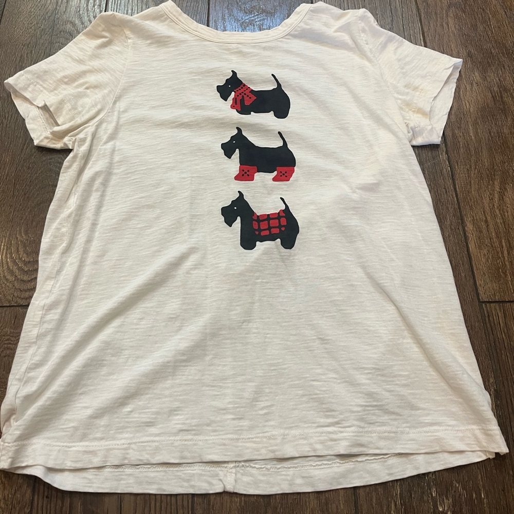 LOFT white t-shirt with black yorky dogs